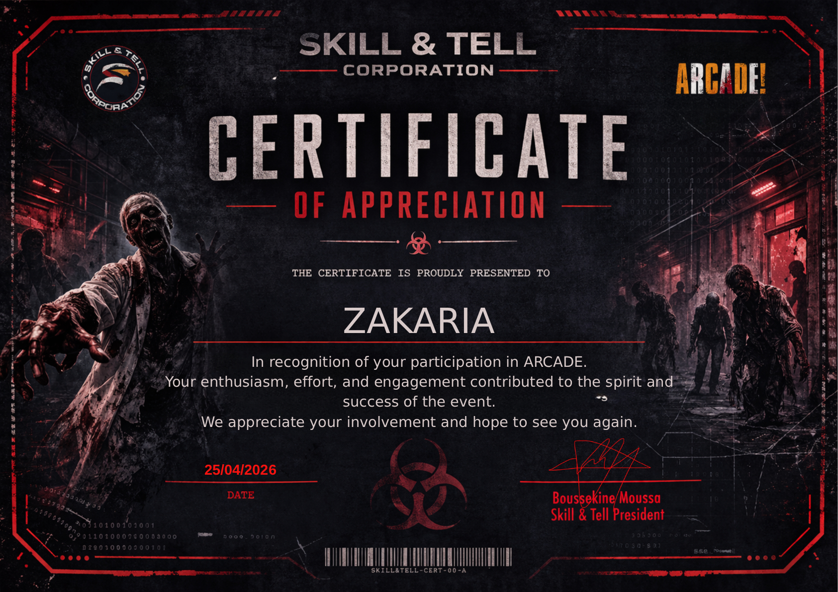 Arcade Certificate - 2-day hackathon at ENSIA with OSINT games and RAG system