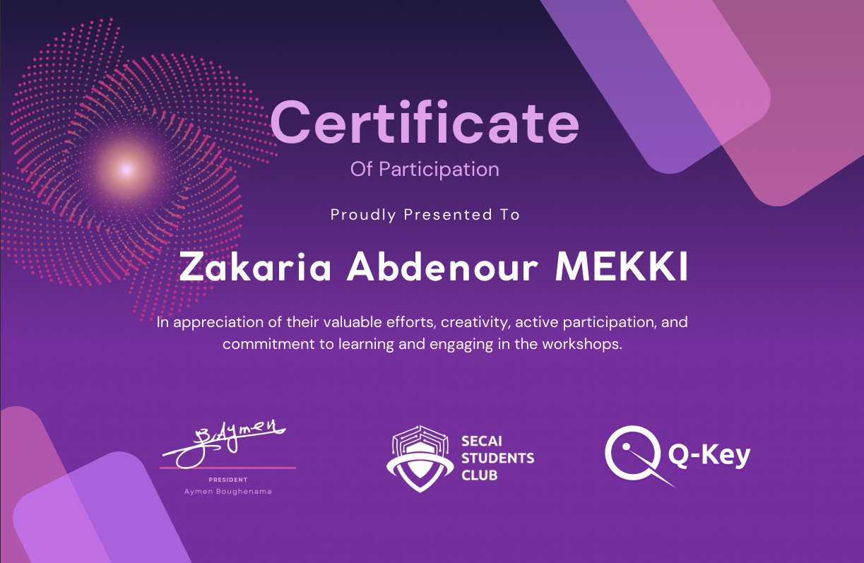 Q-Key Certificate - Quantum Computing workshop series